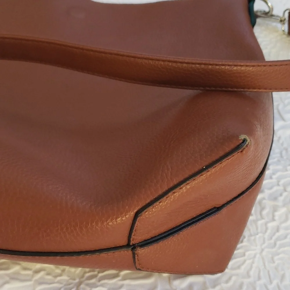 Turquoise & Brown Convertible Pebble Faux Leather Hobo Shoulder Bag, 16
